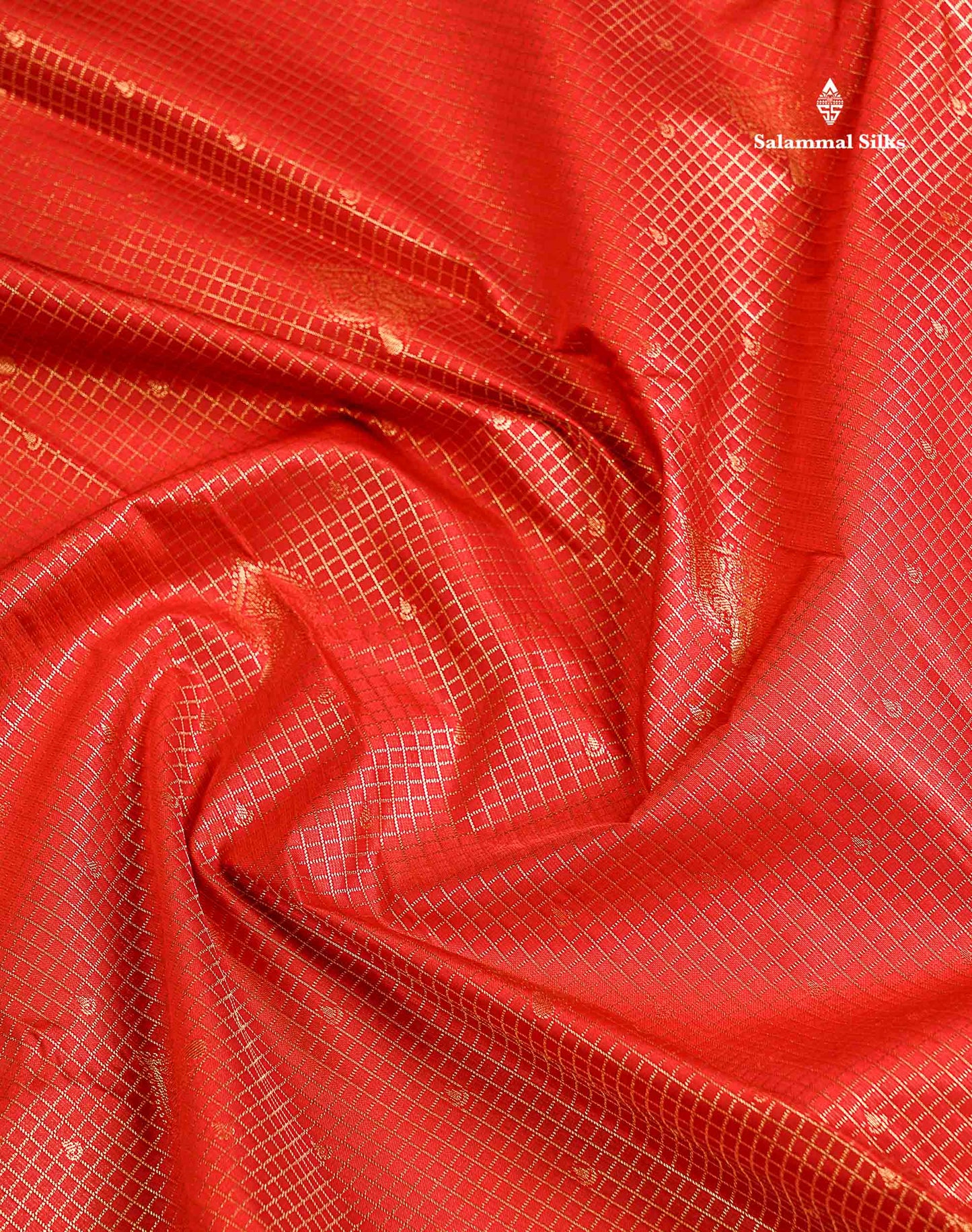 Semi Silk Saree - Redish Maroon Small Checks With Butta Along With Traditional Evening Morning Border