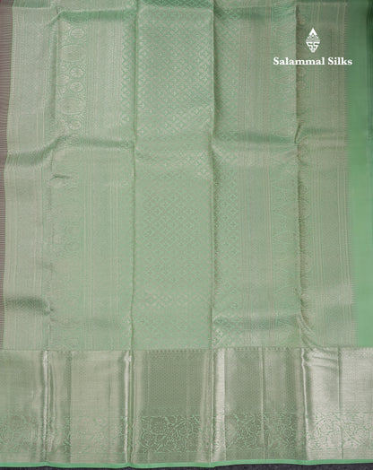 Beautiful Dual Tone Brown Fancy Pure Kanjivaram Silk Saree with Contrast Light Pista Green Traditional Evening Morning Border