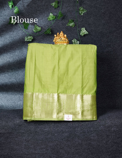 Semi Silk Pattu Pavadai (Parrot Green) With Pink Blouse 27"