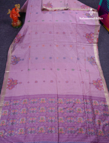 Beautiful Cream Sandal Meanakari Work Muga Cotton Saree With Contrast Brown Blouse