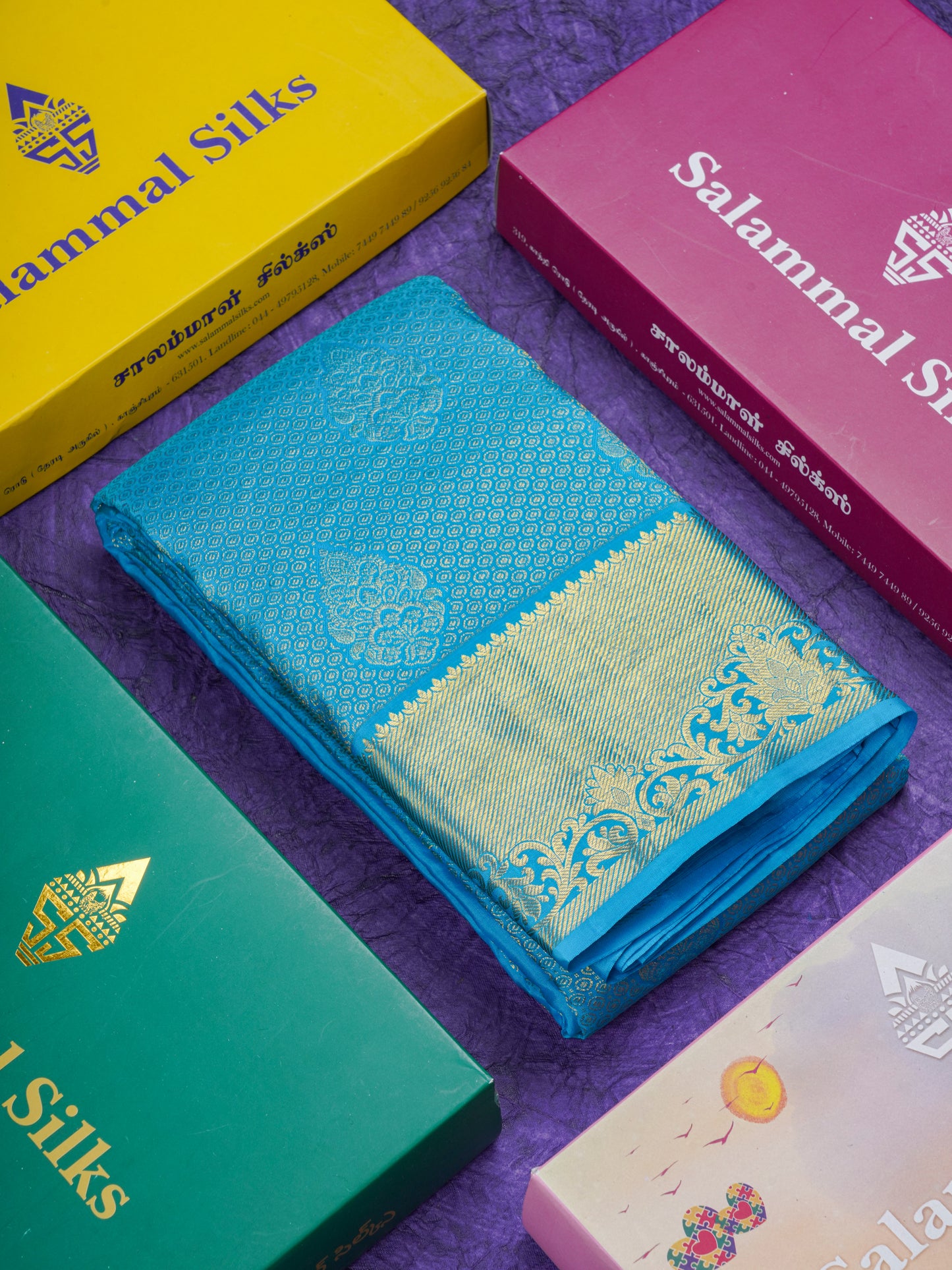 Sky Blue Bridal Pure Kanjivaram Silk Saree With Traditional Border