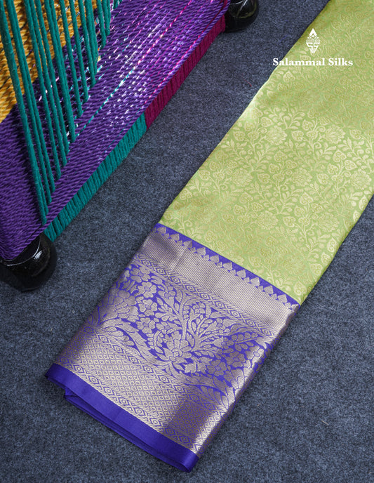 Semi Silk Pattu Pavadai (Parrot Green) with Violet Blouse 27"