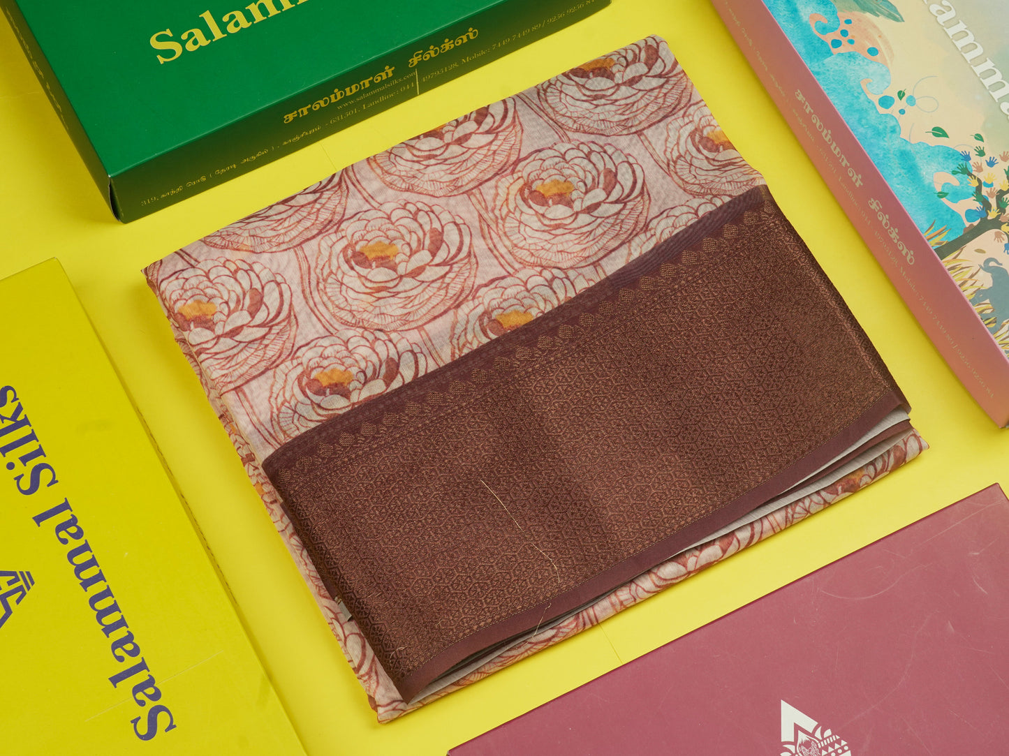 Baby Pink Colour Chanderi Mixed Cotton Saree With Contrast Violet Border
