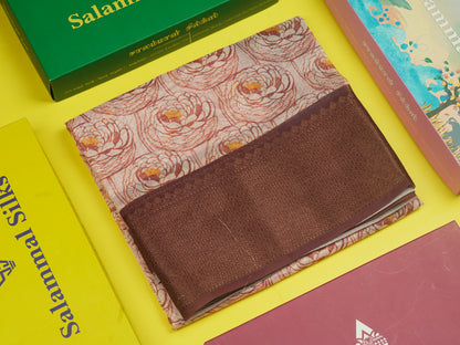 Baby Pink Colour Chanderi Mixed Cotton Saree With Contrast Violet Border