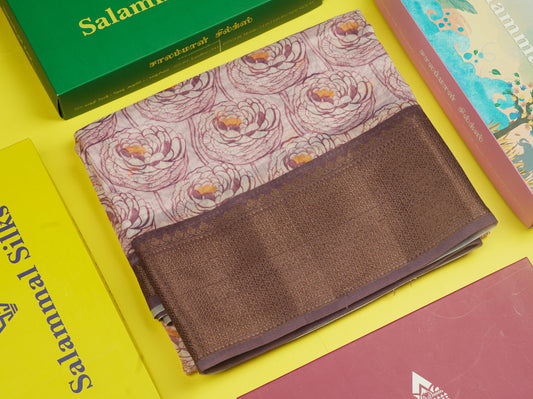 Baby Pink Colour Chanderi Mixed Cotton Saree With Contrast Violet Border
