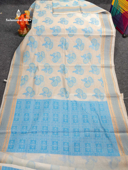 Beautiful Sandal Cotton Mix Fancy Saree With Contrast Black Designer Blouse
