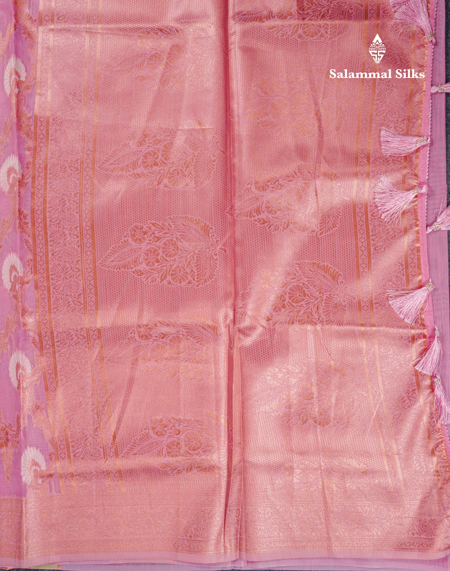 Light Green Meenakari Work Cotton Mix Saree With Self Blouse