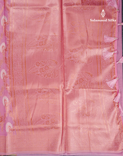 Light Green Meenakari Work Cotton Mix Saree With Self Blouse