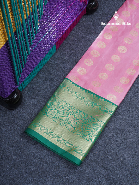 Semi Silk Pattu Pavadai (Onion Pink) with Bottle Green Blouse 26"
