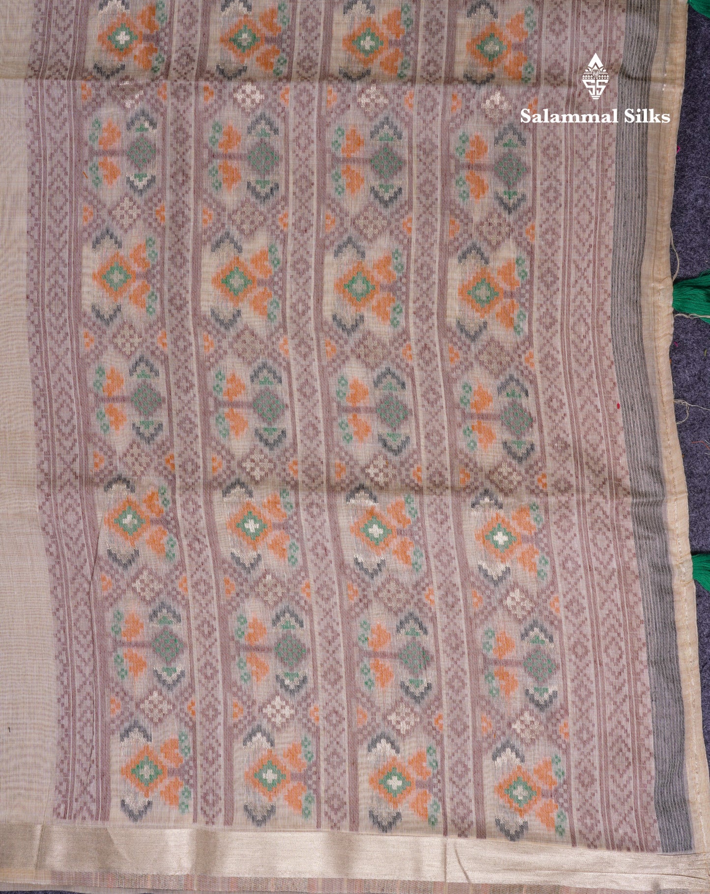 Beautiful Cream Sandal Meanakari Work Muga Cotton Saree With Contrast Brown Blouse