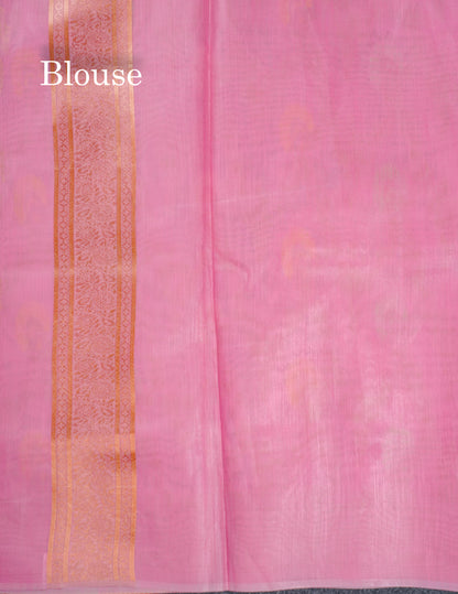Light Green Meenakari Work Cotton Mix Saree With Self Blouse
