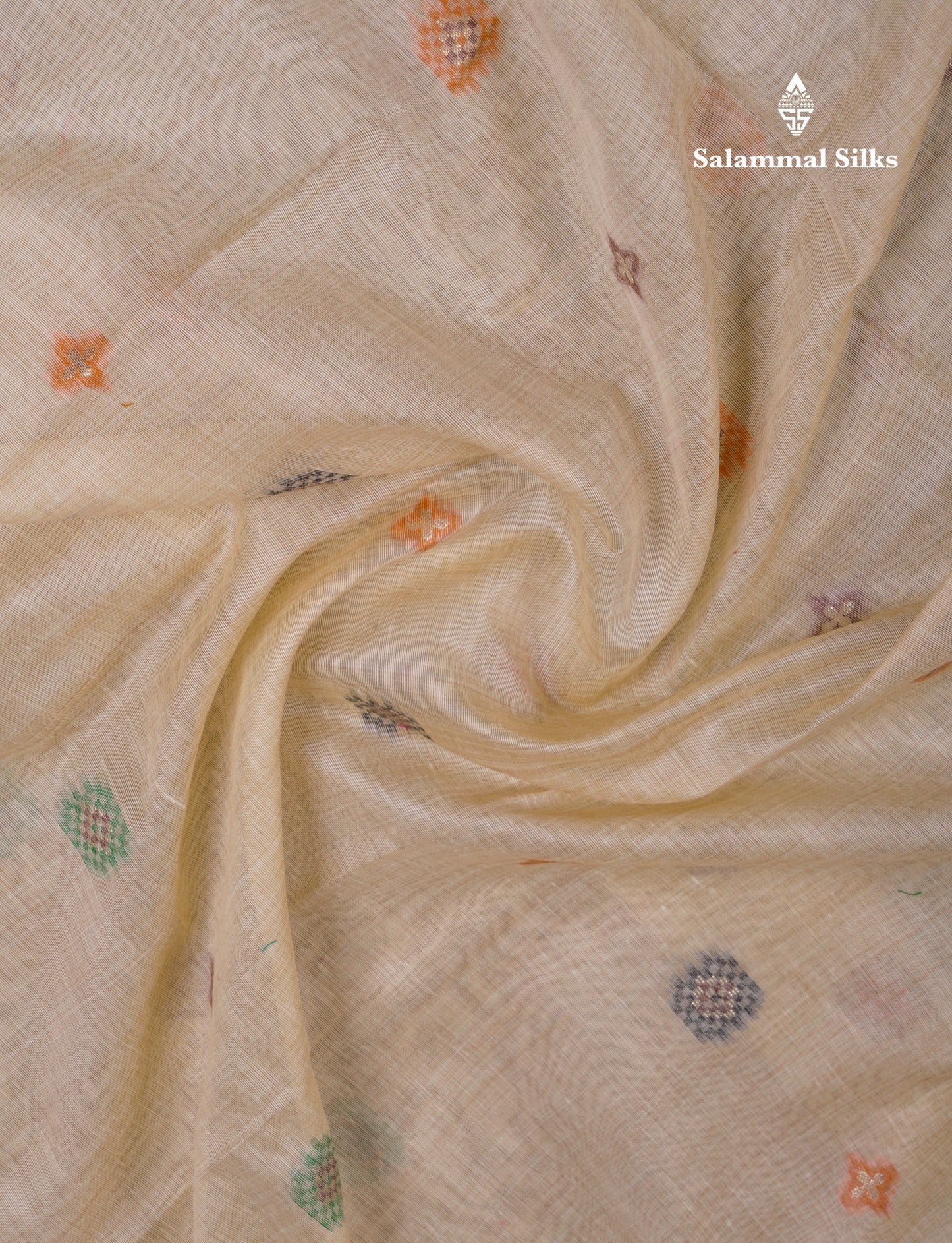 Beautiful Cream Sandal Meanakari Work Muga Cotton Saree With Contrast Brown Blouse