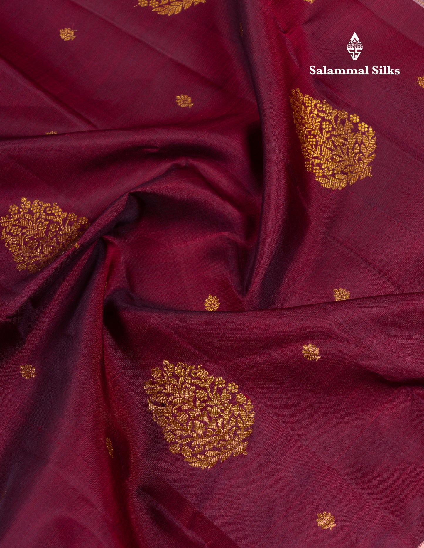 Dual Tone Maroon Pure Kanjivaram Silk Saree With Contrast Dark Peach Traditional Border