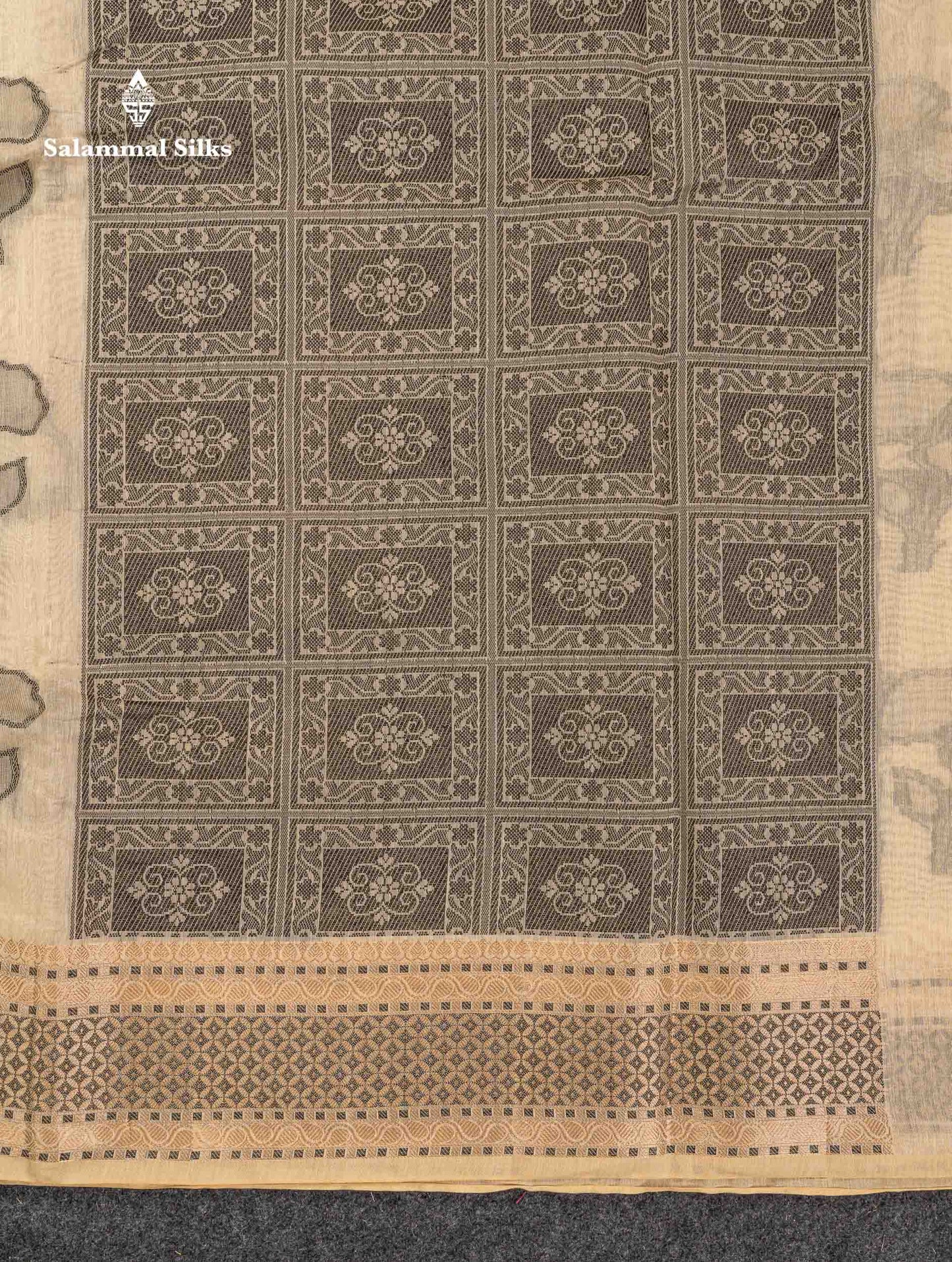 Beautiful Sandal Cotton Mix Fancy Saree With Contrast Black Designer Blouse