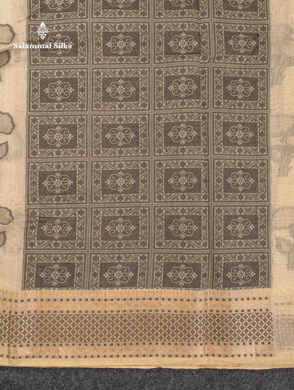 Beautiful Sandal Cotton Mix Fancy Saree With Contrast Black Designer Blouse