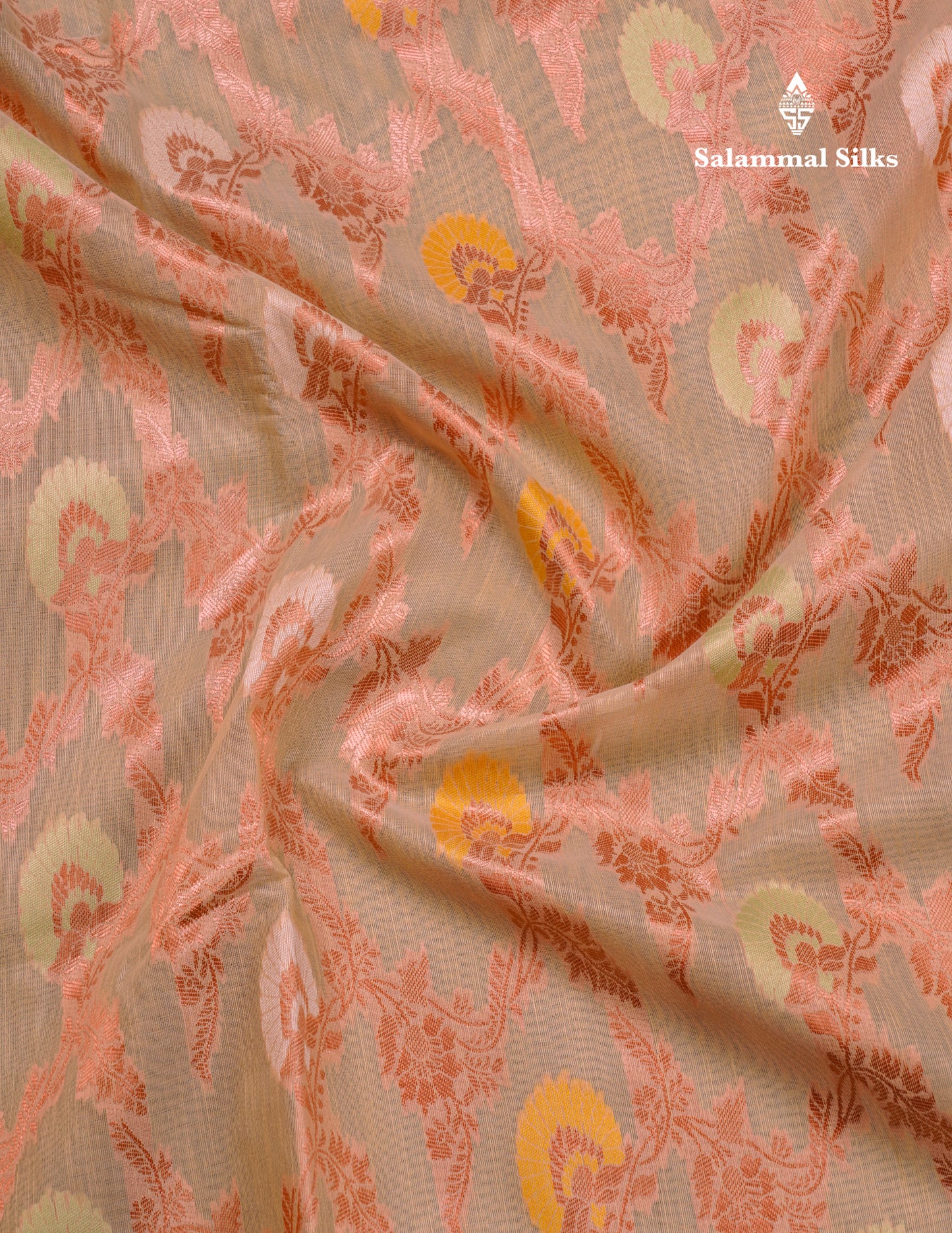 Light Green Meenakari Work Cotton Mix Saree With Self Blouse