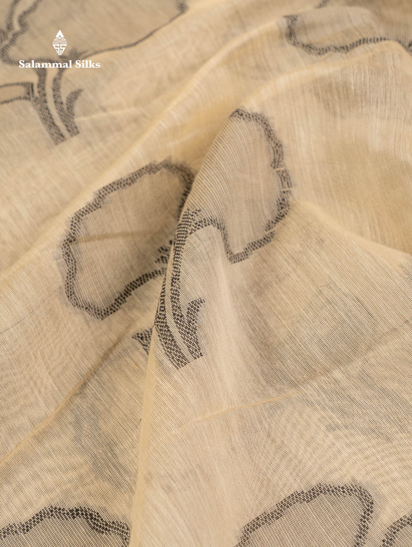 Beautiful Sandal Cotton Mix Fancy Saree With Contrast Black Designer Blouse