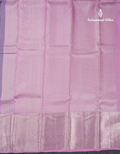 Beautiful Violet Fancy Pure Kanjivaram Silk Saree with Contrast Light Pink Traditional Evening Morning Border