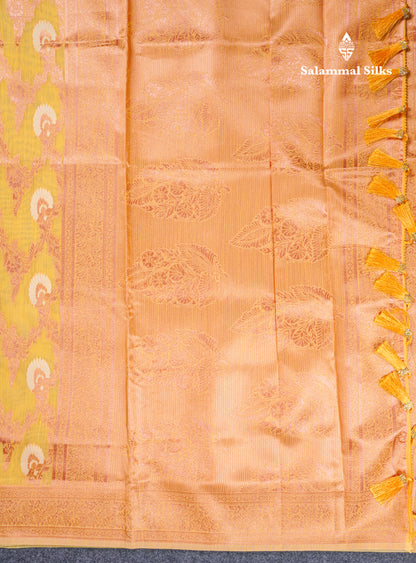 Light Green Meenakari Work Cotton Mix Saree With Self Blouse