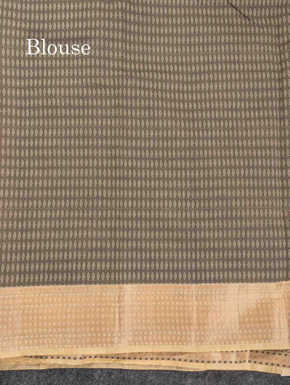 Beautiful Sandal Cotton Mix Fancy Saree With Contrast Black Designer Blouse