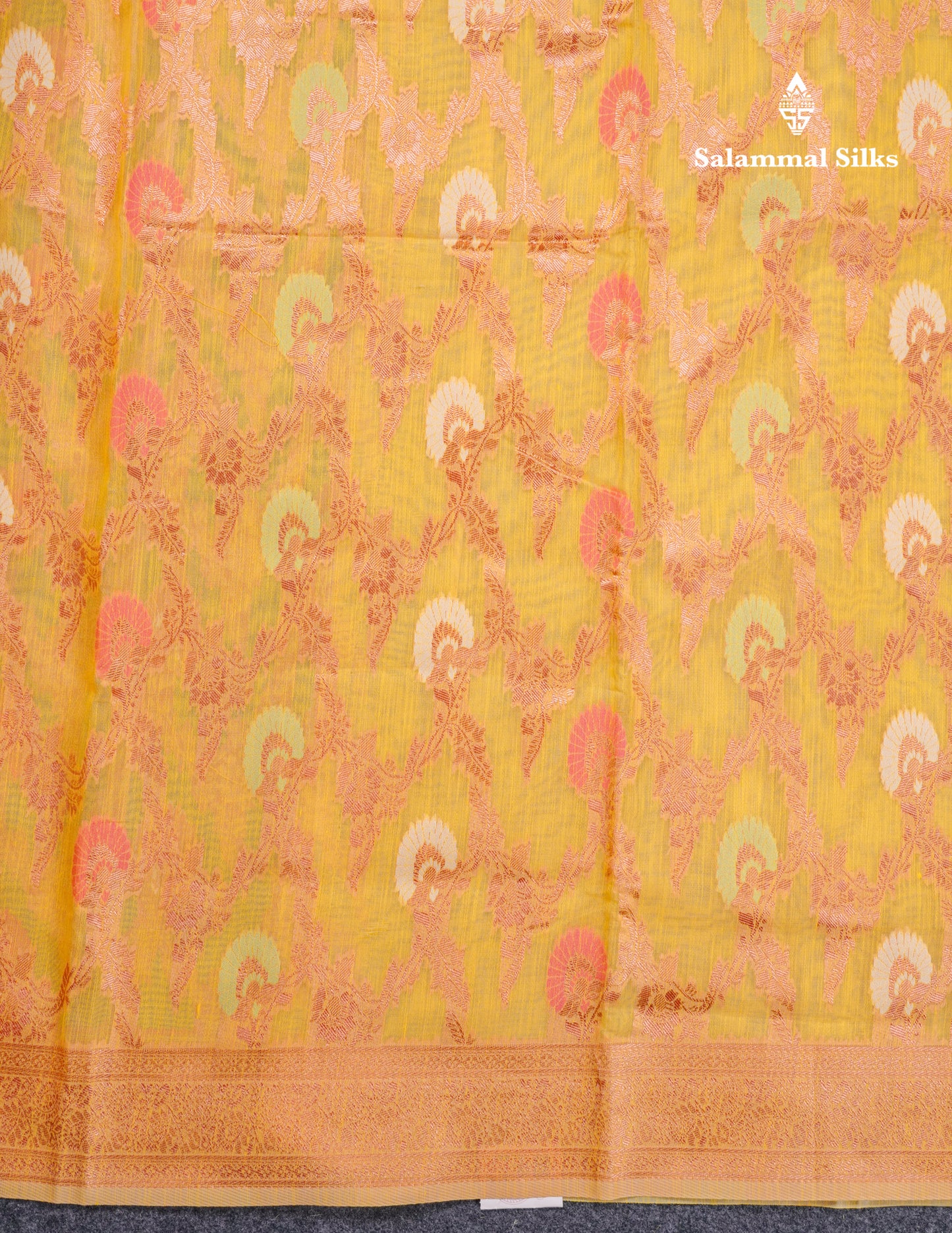 Light Green Meenakari Work Cotton Mix Saree With Self Blouse
