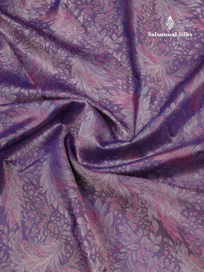 Beautiful Violet Fancy Pure Kanjivaram Silk Saree with Contrast Light Pink Traditional Evening Morning Border