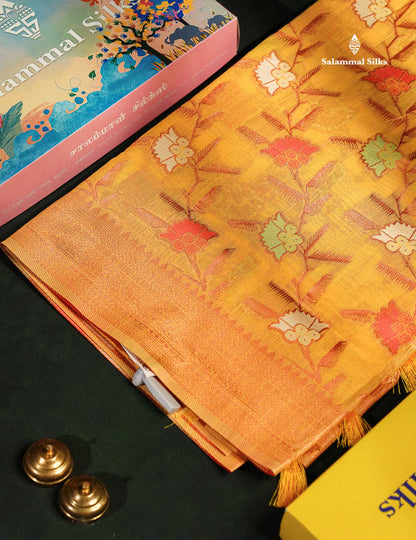 Mulberry Cotton Mix Saree - White Colour Body Menakari Work With Fancy Border