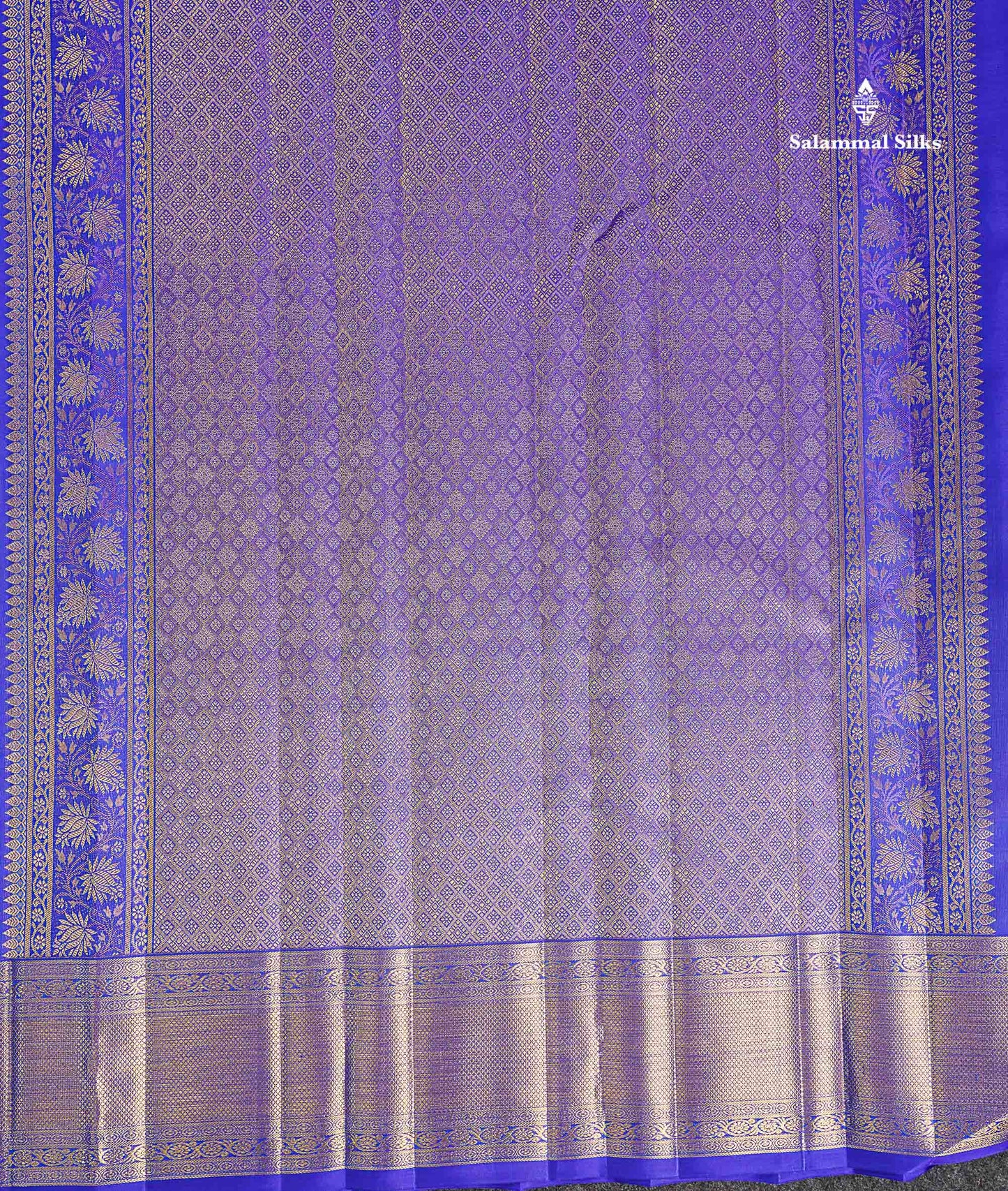 Bridal Pure Kanjivaram Silk Saree - Dual Tone Royal Blue Mayil & Elephant Motifs With Traditional Border
