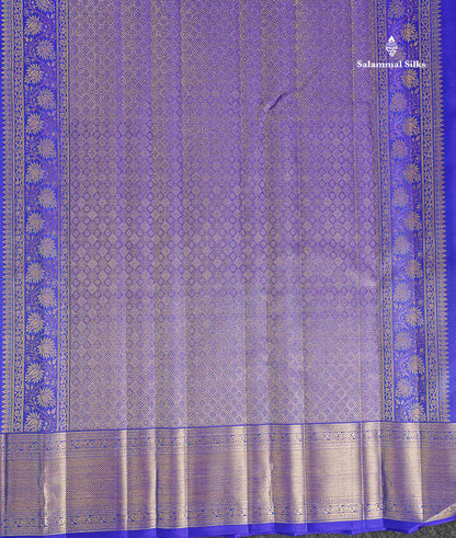 Bridal Pure Kanjivaram Silk Saree - Dual Tone Royal Blue Mayil & Elephant Motifs With Traditional Border