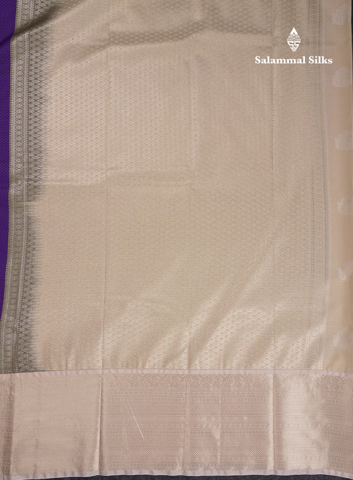 Beautiful Violet Semi Silk Saree With Contrast Cream Sandal Traditional Evening Morning Border