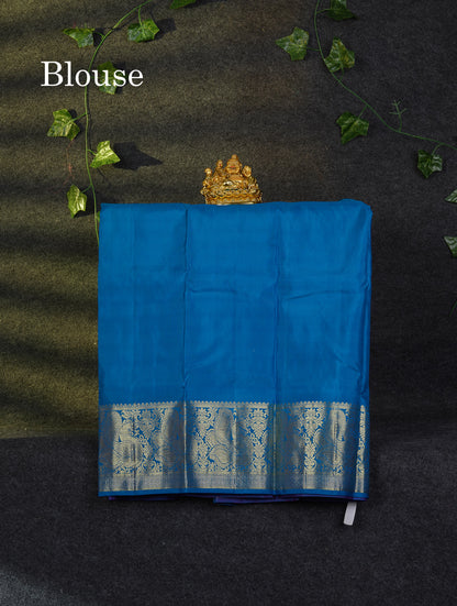Beautiful Pure Silk Pattu Pavadai (Magenta) With Contrast Ramar Blue Blouse 27"