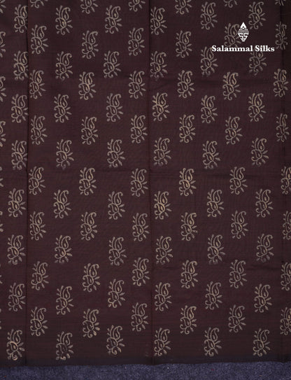 Beautiful Cream Sandal Mirror Work South Cotton Printed Saree With Contrast Brown Blouse