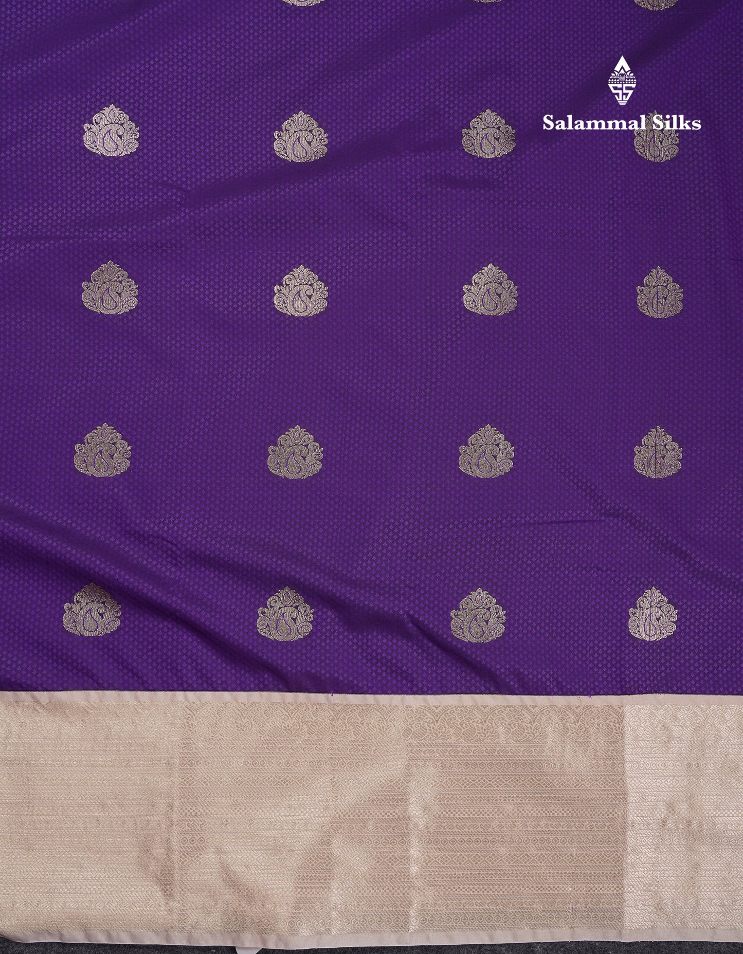 Beautiful Violet Semi Silk Saree With Contrast Cream Sandal Traditional Evening Morning Border