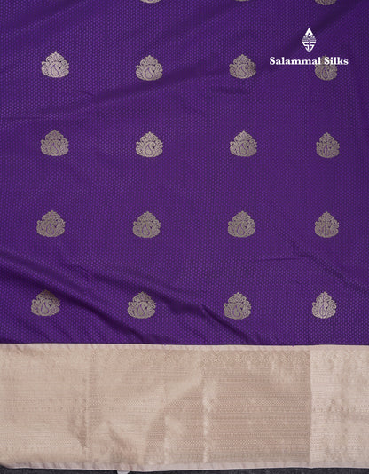 Beautiful Violet Semi Silk Saree With Contrast Cream Sandal Traditional Evening Morning Border