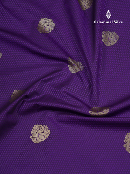 Beautiful Violet Semi Silk Saree With Contrast Cream Sandal Traditional Evening Morning Border