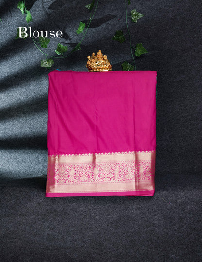 Semi Silk Pattu Pavadai (Ramar Blue) with Pink Blouse 26"