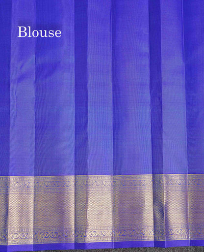 Bridal Pure Kanjivaram Silk Saree - Dual Tone Royal Blue Mayil & Elephant Motifs With Traditional Border