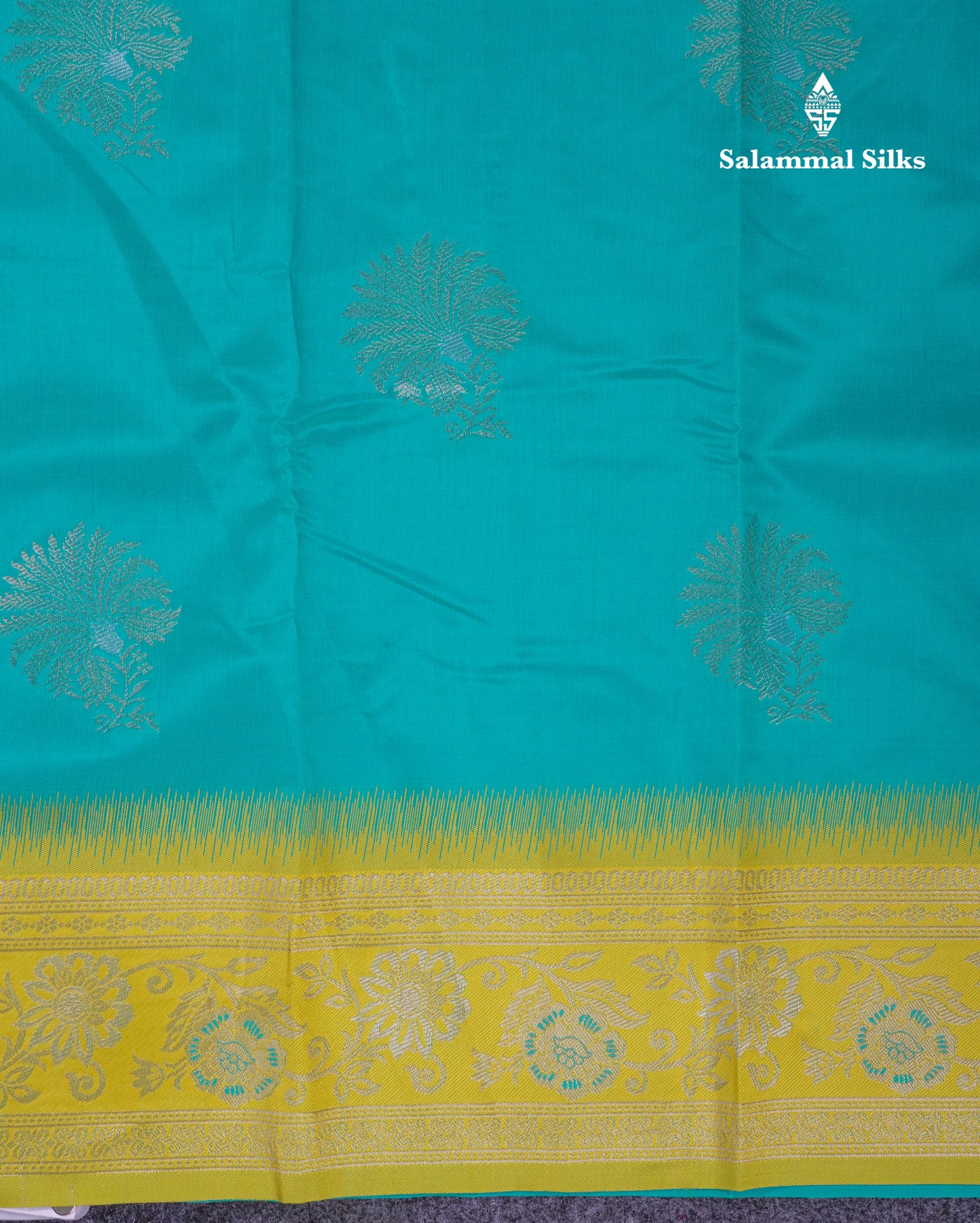 Beautiful Sapphire Blue Semi Silk Saree With Contrast Manthulir Green Fancy Border