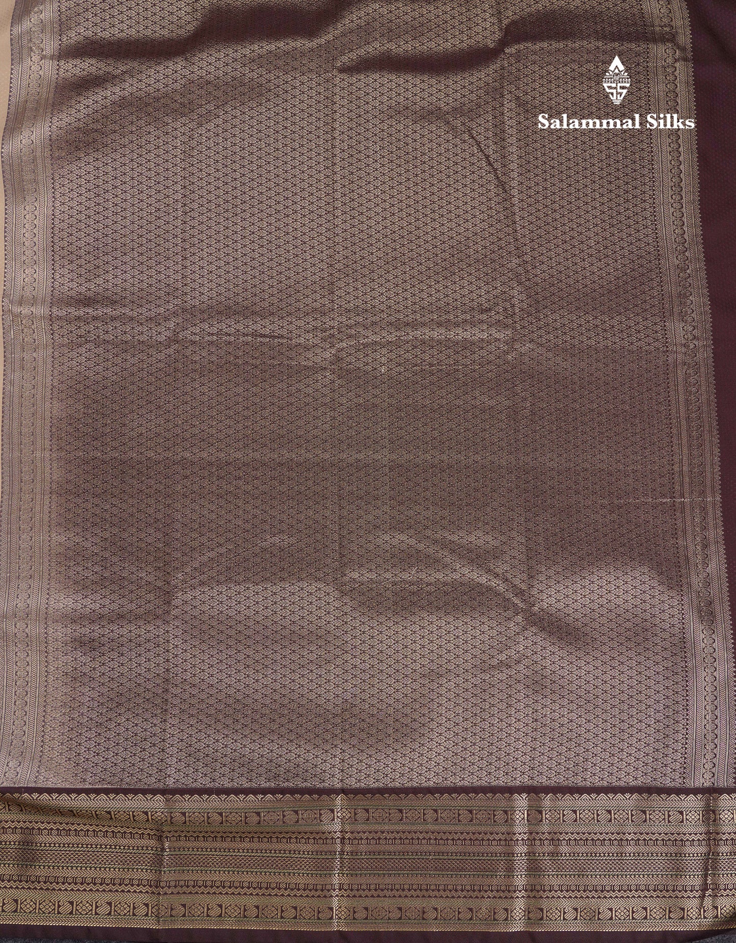 Beautiful Cream Sandal Semi Silk Saree With Contrast Dark Brown Traditional Border