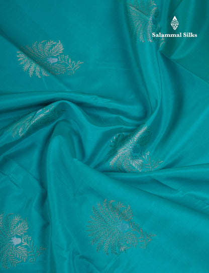 Beautiful Sapphire Blue Semi Silk Saree With Contrast Manthulir Green Fancy Border