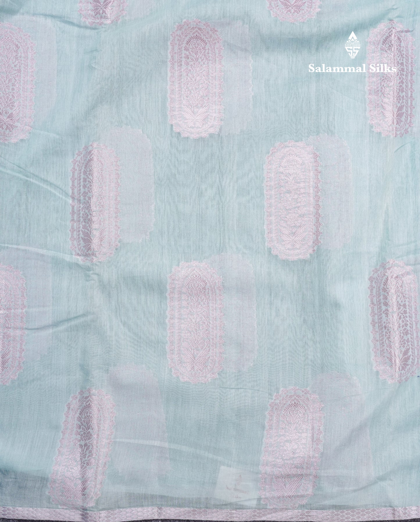 Pastel Blue Cotton Mix Saree With Small Zari Border