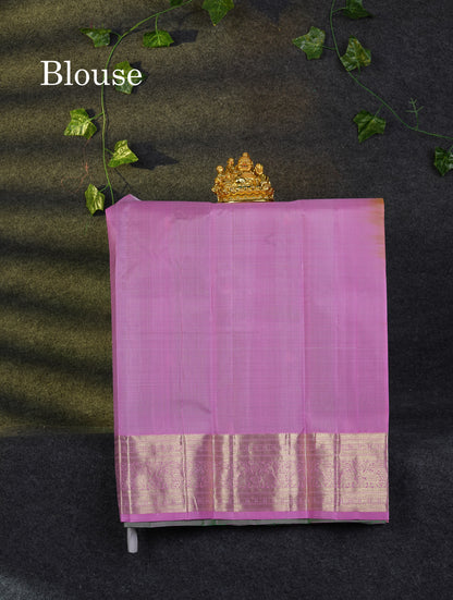 Beautiful Pure Silk Pattu Pavadai (Manthulir Green) With Contrast Light Pink Blouse 27"