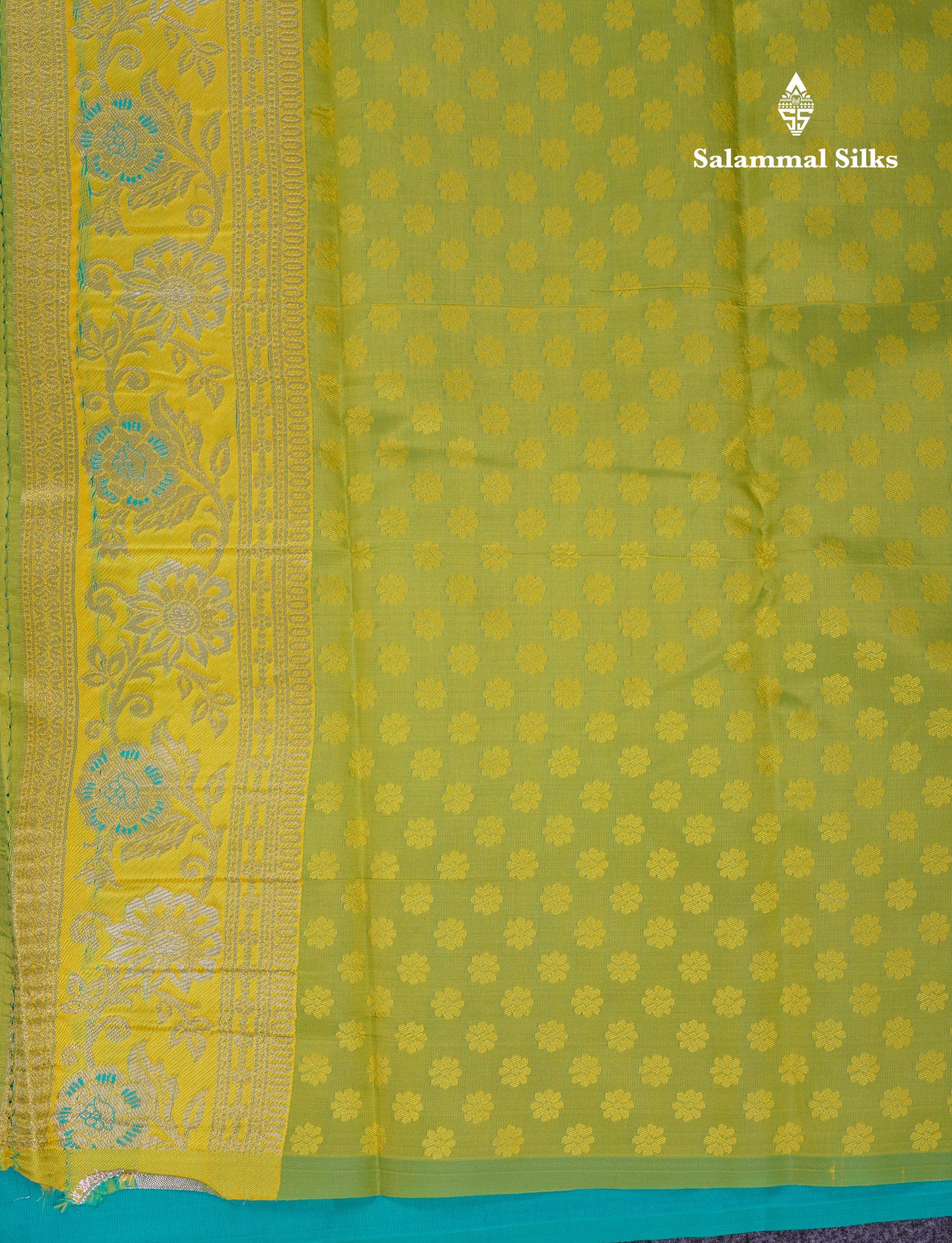 Beautiful Sapphire Blue Semi Silk Saree With Contrast Manthulir Green Fancy Border