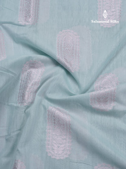 Pastel Blue Cotton Mix Saree With Small Zari Border