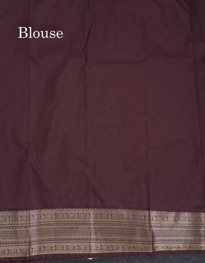 Beautiful Cream Sandal Semi Silk Saree With Contrast Dark Brown Traditional Border