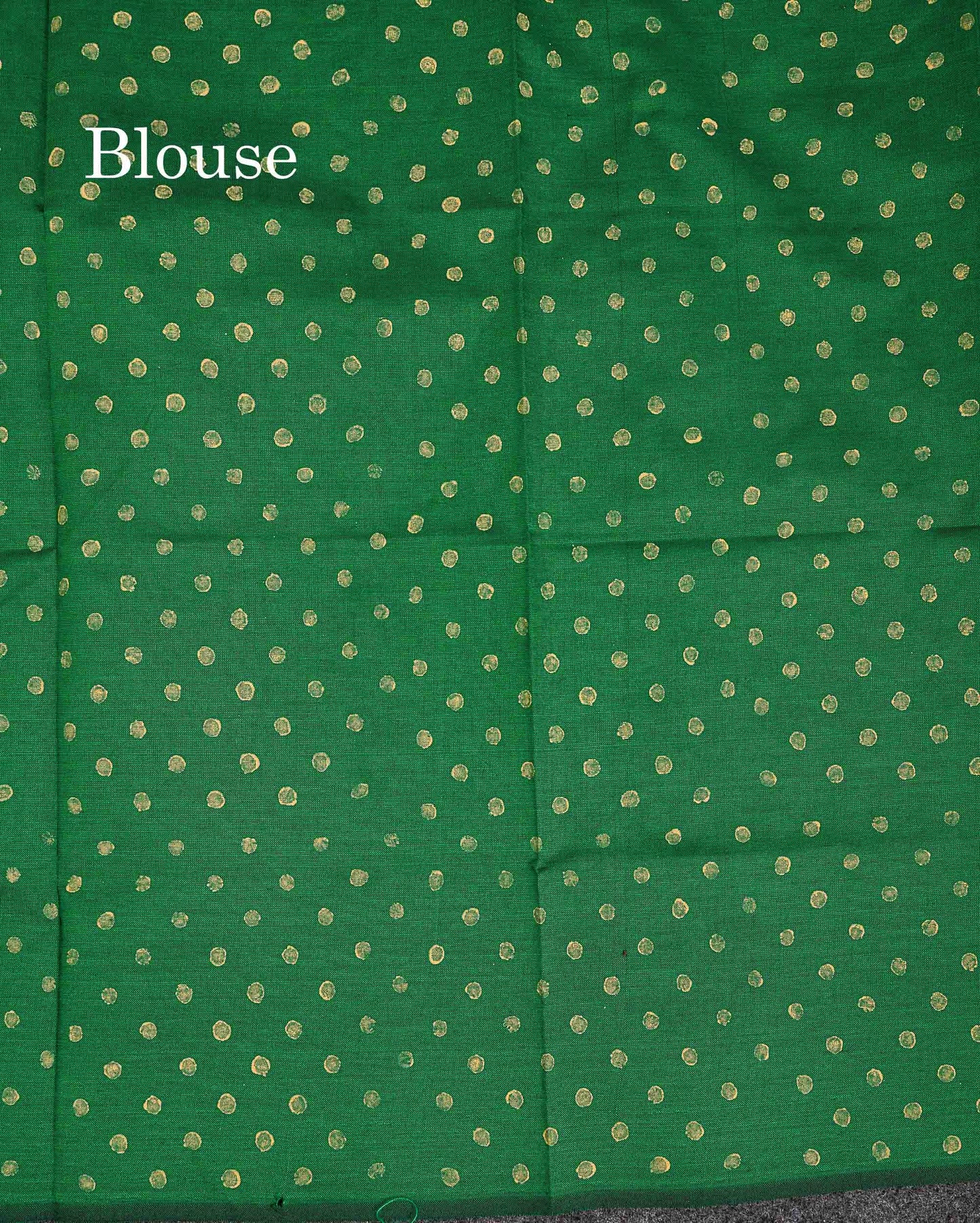 South Cotton Saree - Cream Sandal Printed Saree With Contrast Green Blouse