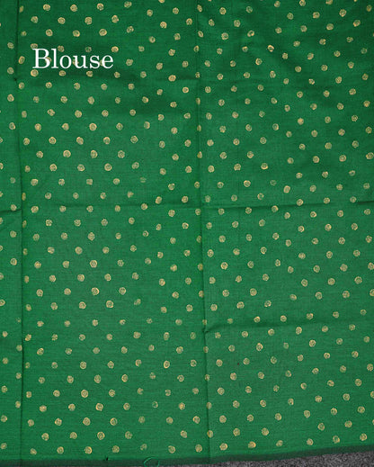 South Cotton Saree - Cream Sandal Printed Saree With Contrast Green Blouse