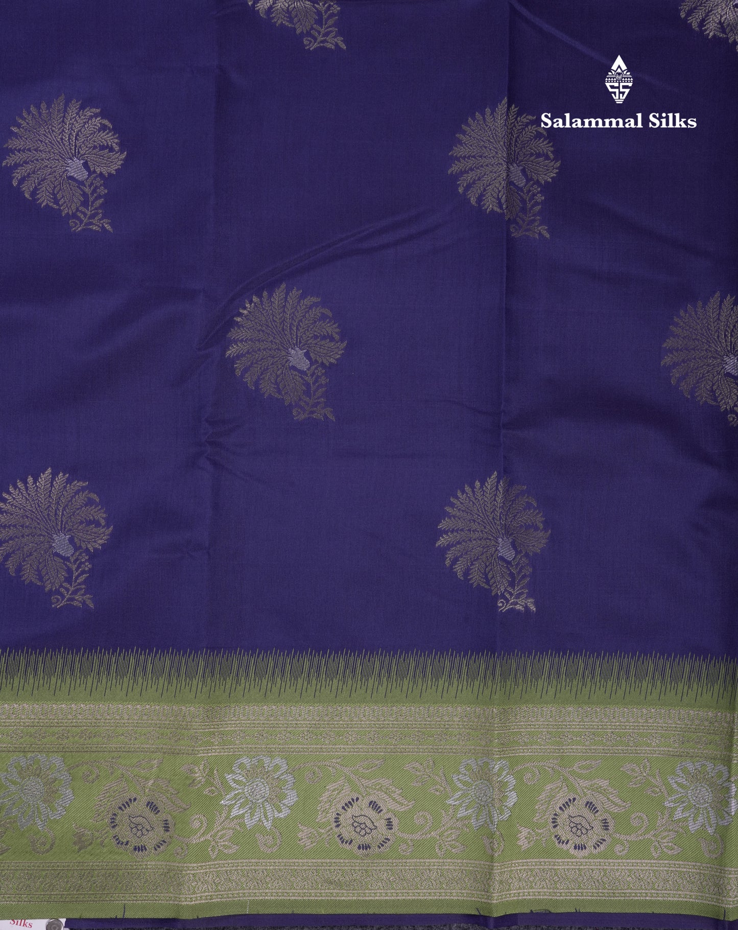 Beautiful Sapphire Blue Semi Silk Saree With Contrast Manthulir Green Fancy Border