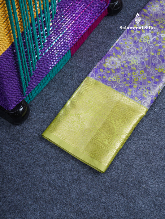 Semi Silk Pattu Pavadai Tissue (Violet) with Pista Green Blouse 27"