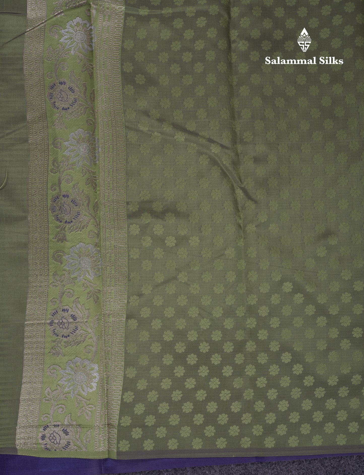Beautiful Sapphire Blue Semi Silk Saree With Contrast Manthulir Green Fancy Border